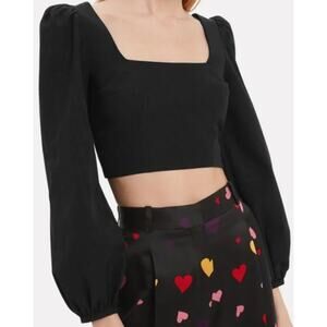 Racil black cropped puff sleeve top